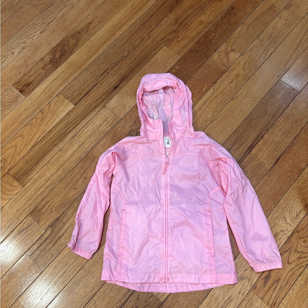 Pink Hooded Kids Lands’ End Rain Jacket size 6x